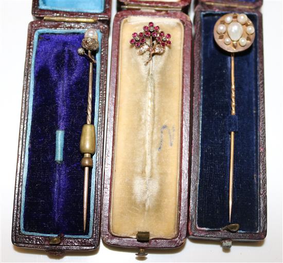 3 x gem set stick pins